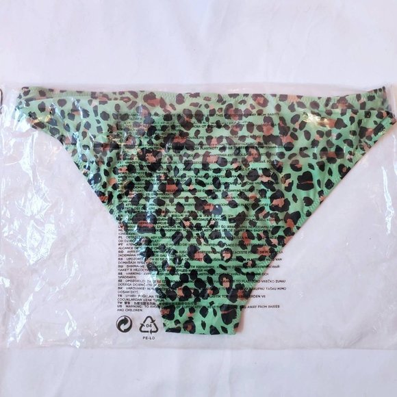 NWT H&M Green Leopard Cheetah Animal Print Bikini Bottom Swimsuit - Picture 2 of 4